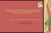 SIGNIFIYING AND INDICATING THE EFFECTIVENESS OF USING ACTIVITY SCHEDULES IN TEACHING INDIVIDUALS WITH AUTISM PS 572 Language and Social Skills for Individuals.