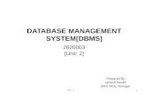 UNIT_2 1 DATABASE MANAGEMENT SYSTEM[DBMS] 2620003 [Unit: 2] Prepared By Lavlesh Pandit SPCE MCA, Visnagar.