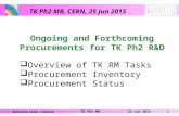 25 Jun 2015TK Ph2 MB1 Salvatore Costa - Catania Ongoing and Forthcoming Procurements for TK Ph2 R&D  Overview of TK RM Tasks  Procurement Inventory