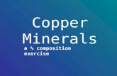 Copper Minerals a % composition exercise. Simple Copper Sulfides Chalcocite: copper (I) sulfide Tenorite: copper (II) sulfide 1. Write the formulas for.