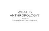WHAT IS ANTHROPOLO GY? Lesson 1: An overview of the discipline.