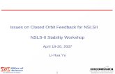 1 BROOKHAVEN SCIENCE ASSOCIATES Issues on Closed Orbit Feedback for NSLSII NSLS-II Stability Workshop April 18-20, 2007 Li-Hua Yu.