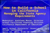 Moderator: Kathleen Moore, Director School Facilities Planning Division California Department of Education Small School Districts’ Association 28 th Annual.