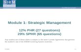 Module 1: Strategic Management 12% PHR (27 questions) 29% SPHR (65 questions) 1-1© SHRM Any student use of these slides is subject to the same License.