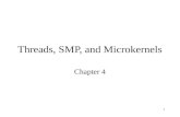 1 Threads, SMP, and Microkernels Chapter 4. 2 3 Multithreading Operating system supports multiple threads of execution within a single process MS-DOS.