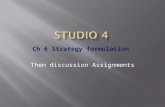 Ch 6 Strategy formulation Then discussion Assignments.