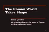 1 The Roman World Takes Shape Focus Question What values formed the basis of Roman society and government?