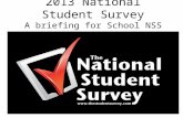 2013 National Student Survey A briefing for School NSS contacts.