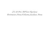 Ch 10 Pre-APTest Review Perimeter,Area,Volume,Surface Area.