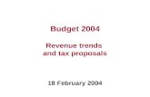 Budget 2004 Revenue trends and tax proposals 18 February 2004.
