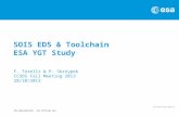 ESA UNCLASSIFIED – For Official Use SOIS EDS & Toolchain ESA YGT Study F. Torelli & P. Skrzypek CCSDS Fall Meeting 2013 28/10/2013.