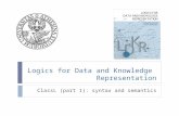 Logics for Data and Knowledge Representation ClassL (part 1): syntax and semantics.