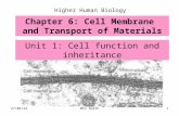 Chapter 6: Cell Membrane and Transport of Materials Higher Human Biology Unit 1: Cell function and inheritance 27/11/20151Mrs Smith.