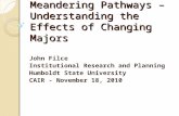 Meandering Pathways – Understanding the Effects of Changing Majors John Filce Institutional Research and Planning Humboldt State University CAIR - November.