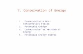 7. Conservation of Energy 1. Conservative & Non-conservative Forces 2. Potential Energy 3. Conservation of Mechanical Energy 4. Potential Energy Curves.