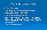 ACTIVE LEARNING  CONCEPT MAP  In Anatomy and Physiology classes  PEDAGOGICAL POSTER  In human biology classes  SOY FOR YOUR HEALTH: MAKING TOFU SPAGUETTI.