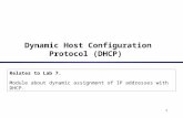 1 Dynamic Host Configuration Protocol (DHCP) Relates to Lab 7. Module about dynamic assignment of IP addresses with DHCP.