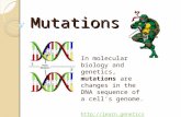 Mutations In molecular biology and genetics, mutations are changes in the DNA sequence of a cell's genome.  ntent/variation