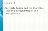 Lecture 12 Aggregate Supply and the Short-Run Tradeoff Between Inflation and Unemployment 1.