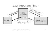 Netprog 2002 CGI Programming1 CGI Programming CLIENT HTTP SERVER CGI Program http request http response setenv(), dup(), fork(), exec(),...