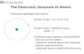 Chem 59-250 The Electronic Structure of Atoms Classical Hydrogen-like atoms: + - Atomic Scale: 10 -10 m or 1 Å Proton mass : Electron mass 1836 : 1 Problems.