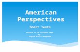 American Perspectives Short Texts Lecture on 14 September 2015 by Sigrid Brevik Wangsness.