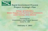 Rapid Assessment Process Project Strategic Plan Village of Columbus Water Supply and System Improvements Luna County, New Mexico Presented to: Stakeholders.