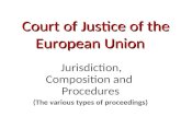 Court of Justice of the European Union Court of Justice of the European Union Jurisdiction, Composition and Procedures (The various types of proceedings)