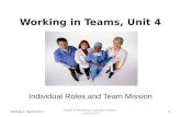 Working in Teams, Unit 4 Individual Roles and Team Mission Working in Teams/Unit 41 Health IT Workforce Curriculum Version 1.0/Fall 2010.