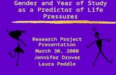 Gender and Year of Study as a Predictor of Life Pressures Research Project Presentation March 30, 2000 Jennifer Drover Laura Peddle.