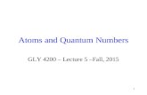 1 Atoms and Quantum Numbers GLY 4200 – Lecture 5 –Fall, 2015.
