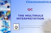 QC THE MULTIRULE INTERPRETATION Chemometrics Department of Chemical Pathology, University of Pretoria, Dr R Delport 2003.