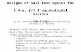 Designs of null test optics for 8.4-m, ƒ/1.1 paraboloidal mirrors Jim Burge Several null lenses are considered for measuring the primary mirrors for UA’s.