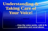Understanding & Taking Care of Your Voice! …How the voice works, cold & flu prevention and vocal abuse.
