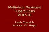 Multi-drug Resistant Tuberculosis MDR-TB Leah Erenrich Advisor: Dr. Rapp.