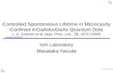 Controlled Spontaneous Lifetime in Microcavity Confined InGaAlAs/GaAs Quantum Dots L. A. Graham et al, Appl. Phys. Lett., 72, 1670 (1998) Itoh Laboratory.