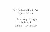 AP Calculus AB Syllabus Lindsay High School 2015 to 2016.