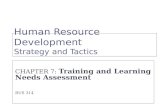Human Resource Development Strategy and Tactics CHAPTER 7: Training and Learning Needs Assessment BUS 314.