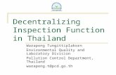 Decentralizing Inspection Function in Thailand Warapong Tungittiplakorn Environmental Quality and Laboratory Division Pollution Control Department, Thailand.
