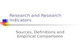Research and Research Indicators Sources, Definitions and Empirical Comparisons.