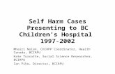 Self Harm Cases Presenting to BC Children’s Hospital 1997-2002 Mhairi Nolan, CHIRPP Coordinator, Health Canada, BCIRPU Kate Turcotte, Social Science Researcher,