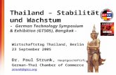 Thailand – Stabilität und Wachstum - German Technology Symposium & Exhibition (GTS05), Bangkok - Wirtschaftstag Thailand, Berlin 23 September 2005 Dr.