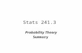 Stats 241.3 Probability Theory Summary. The sample Space, S The sample space, S, for a random phenomena is the set of all possible outcomes.