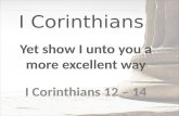 I Corinthians Yet show I unto you a more excellent way I Corinthians 12 – 14.