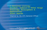 A National Listing: Alcohol, Tobacco & Other Drugs Knowledge Development & Application Grant Awards Compiled by the ATTC National Office The Addiction.