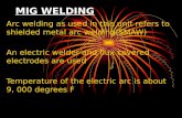 MIG WELDING Arc welding as used in this unit refers to shielded metal arc welding(SMAW) An electric welder and flux covered electrodes are used Temperature.