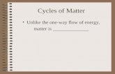 Cycles of Matter Unlike the one-way flow of energy, matter is ______________.