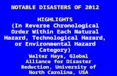 NOTABLE DISASTERS OF 2012 HIGHLIGHTS (In Reverse Chronological Order Within Each Natural Hazard, Technological Hazard, or Environmental Hazard Category)