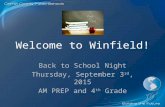 Welcome to Winfield! Back to School Night Thursday, September 3 rd, 2015 AM PREP and 4 th Grade.