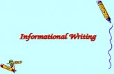 Informational Writing. Write informative/explanatory texts to examine a topic and convey ideas, concepts, and information through the selection, organization,